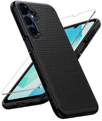 Picture of FNTCASE for Galaxy A17/A16 5G Phone Case - Samsung A17 Military Grade Drop Protection, 14ft Drop Tested, Screen Protector Included, Anti-Slip Matte Textured, TPU+PC Dual Layer Shockproof Cover (Black)