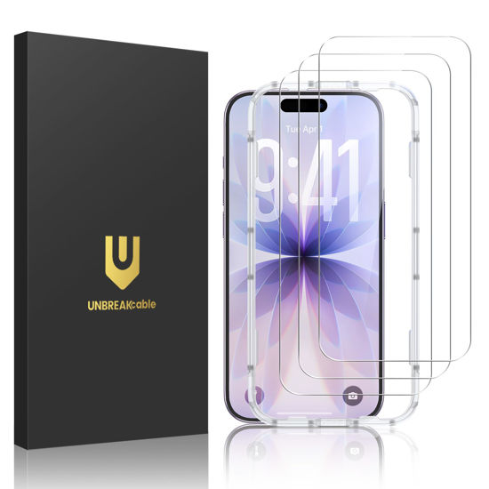 Picture of UNBREAKcable 3-Pack Screen Protector for iPhone 17, Double Shatterproof Tempered Glass [Easy Installation Frame] [9H Hardness] [99.99% HD Clear] [Case Friendly] for iPhone 6.3 inch