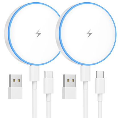 Picture of MagSafe Charger 2 Pack 15W Magnetic Wireless Charger Fast Charging Pad Compatible with iPhone 17/16/15/14/13/12 Series & AirPods 4/3/2/Pro Magnetic MagSafe Charging Pad with Dual Ports
