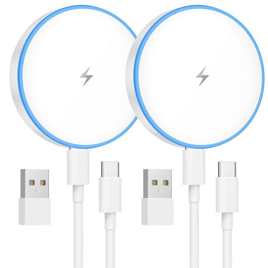 Picture of MagSafe Charger 2 Pack 15W Magnetic Wireless Charger Fast Charging Pad Compatible with iPhone 17/16/15/14/13/12 Series & AirPods 4/3/2/Pro Magnetic MagSafe Charging Pad with Dual Ports