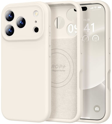 Picture of Vooii Magnetic for iPhone 17 Pro Max Case, Compatible with Magsafe (Premium Liquid Silicone) (Integrated Camera Control Button) Full Body Protective Anti-Scratch Microfiber Lining 6.9 inch, Stone
