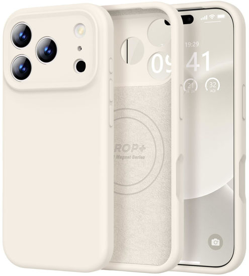 Picture of Vooii Magnetic for iPhone 17 Pro Max Case, Compatible with Magsafe (Premium Liquid Silicone) (Integrated Camera Control Button) Full Body Protective Anti-Scratch Microfiber Lining 6.9 inch, Stone