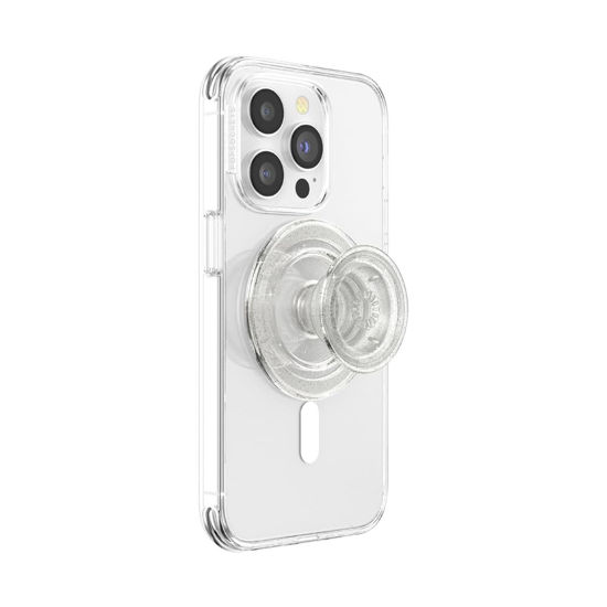 Picture of PopSockets Phone Grip for MagSafe, Magnetic Holder, Phone Stand, Clear - Clear Glitter