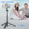 Picture of Selfie Stick Travel Tripod for Cell Phone with Remote Control and Phone Holder, Extendable Selfie Stick for iPhone, iPhone Tripod for Video Recording, 50 Inch, Black