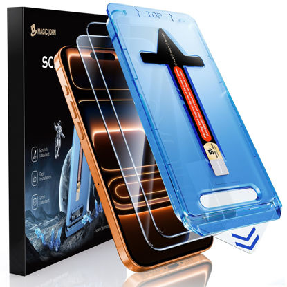 Picture of MAGIC JOHN 2 Pack for iPhone 17 Pro Max 6.9 inch Tempered Glass Screen Protector, Auto Dust-Elimination, Bubble Free, HD Clear, Easy Installation