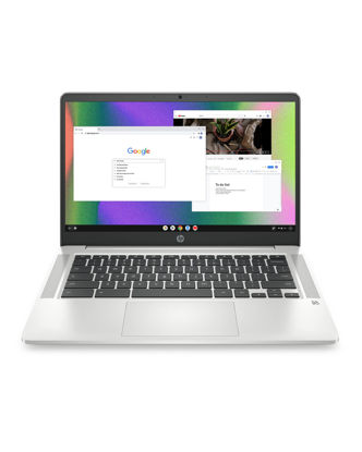 Picture of HP Chromebook 14 Laptop, Intel Celeron N4120, 4 GB RAM, 64 GB eMMC, 14" HD Display, Chrome OS, Thin Design, 4K Graphics, Long Battery Life, Ash Gray Keyboard (14a-na0226nr, 2022, Mineral Silver)
