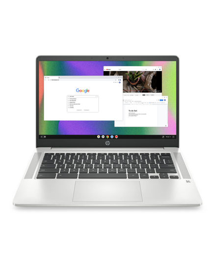 Picture of HP Chromebook 14 Laptop, Intel Celeron N4120, 4 GB RAM, 64 GB eMMC, 14" HD Display, Chrome OS, Thin Design, 4K Graphics, Long Battery Life, Ash Gray Keyboard (14a-na0226nr, 2022, Mineral Silver)