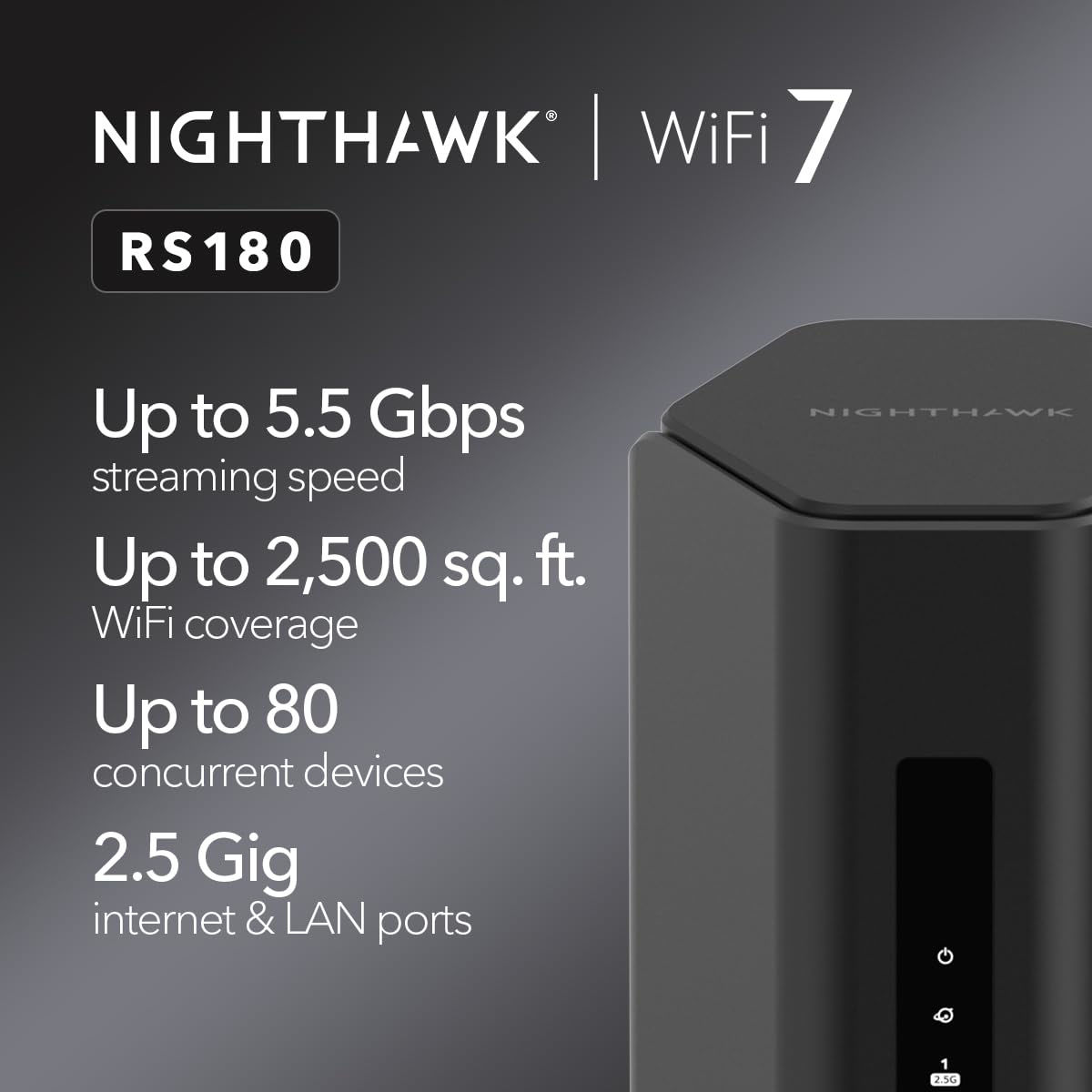 GetUSCart- NETGEAR Nighthawk Dual-Band WiFi 7 Router (RS180) - Router ...
