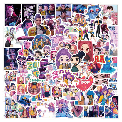 Picture of 110pcs Demon Hunters Movies Stickers Pack,Vinyl Waterproof Demon Hunters Decal for Water Bottle Laptop Toy Sticker for DIY Decorate Bumper Phone Hard Hat Kids Teens Gifts