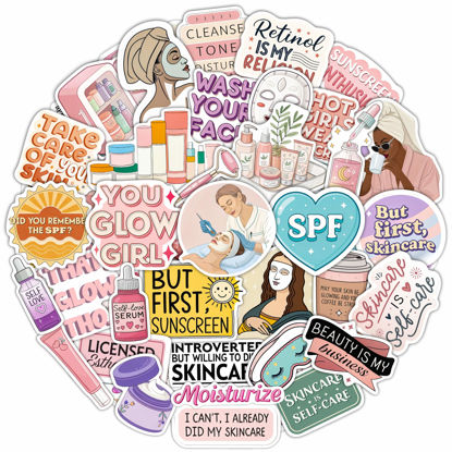Picture of 100Pcs Esthetician Stickers for Laptop, Skincare Stickers - Esthetician Party Supplies, Gifts - Gift for Women & Men