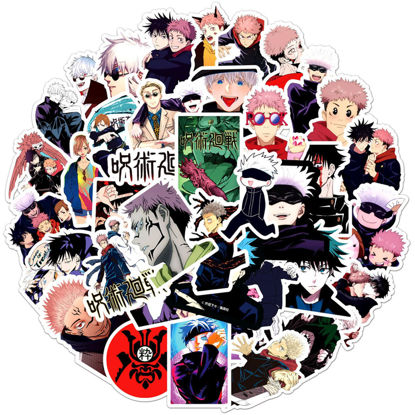 Picture of 50Pcs Manga Jujutsu Kaisen Stickers Mixed Pack Hot Cartoon Anime Stickers Decorative Sticker for Kids Teens Adults Waterproof Sticker for Water Bottle Laptop (Zs)