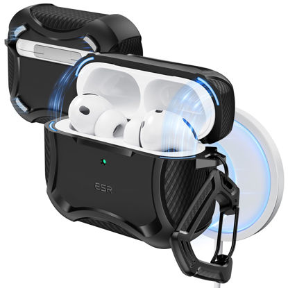 Picture of ESR for AirPods Pro 3 Case (2025), Compatible with Airpods Pro 3rd Generation Case (USB-C Cable), Magnetic Lid, MagSafe Ready, Powerful Drop Protection, Cyber Series, Black