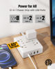 Picture of 10Ft Extension Cord with Multiple Outlets, Flat Plug Surge Protector Power Strip 10 Ft Long Cord, 8 Outlets & 4 USB Ports (2 USB C), Desk Charging Station for Home Office, College Dorm Room Essentials