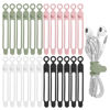 Picture of Nearockle 24Pcs Silicone Cable Straps Cord Organizer for Bundling Earphone, Phone Charger, Computer Cords, Reusable Cable Ties Wire Organizer in Home,Office,Kitchen,School (4 Colors)