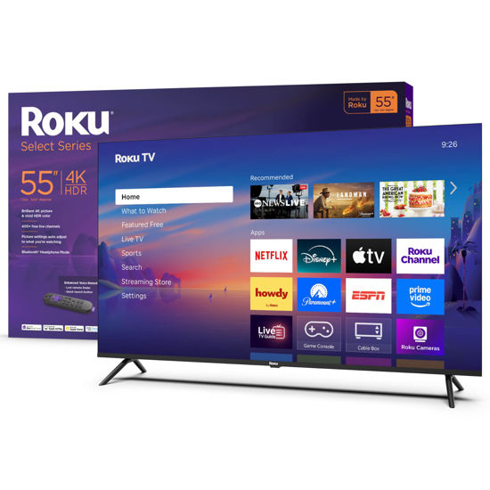 Picture of Roku Smart TV 2025 - 55-Inch Select Series, 4K HDR TV - Roku TV with Enhanced Voice Remote - Flat Screen LED Television with Wi-Fi for Streaming Live Local News, Sports, Family Entertainment