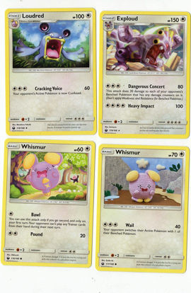 Picture of Pokemon Exploud 119/168 - Evolution Card Set - Sun Moon Celestial Storm - Loudred & Whismur - Rare 4 Card Lot