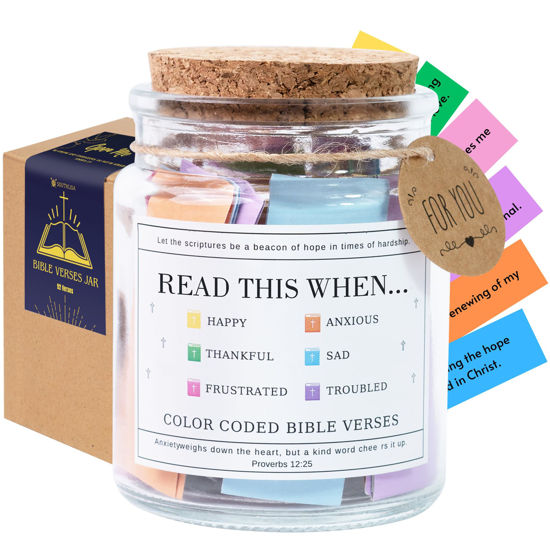 Picture of Read This When Bible Verses Jar for Daily Encouragement - Christian, Easter, Birthday Gifts for Women; Valentines Gifts For Her, Teacher Appreciation Gift, Easter Basket Stuffers