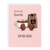 Picture of ALY LOU Valentines Card Boyfriend, Girlfriend, Husband, Wife - Cute Coffee Funny Anniversary & Birthday Card for Him Her - Punny VDay Love Greeting Card Blank Inside (You're my favorite human bean)