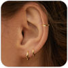 Picture of 1 Pair 6mm Small Hoop Earrings for Women, Dainty 14K Gold Plated Huggie Hoop Earrings Hypoallergenic Lightweight Cartilage Earrings Set for Multiple Piercings for Sensitive (Gold/1.6mm)