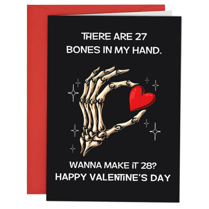 Picture of Faythory Funny Valentine’s Day Card for Couples - Skeleton Hand Heart Joke Card, Dark Humor Love Card for Boyfriend or Girlfriend, Anniversary Greeting Card with Envelope