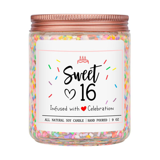 Picture of Homsolver 16th Birthday Gifts for Girls, Vanilla Cream Scent Best Ideas Birthday Presents for Daughter, Friends, Sister, Handmade Aromatherapy Candle Decorations
