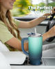 Picture of Renoj Tumbler with Handle 100% Leak Proof Insulated Water Bottle for Iced Coffee & Hot Drinks - Fits Car Cup Holder, Ideal Gift, 2 Straws & Silicone Boot BPA-Free - SnapShift Blue Gradient 32 oz