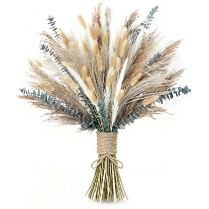 Picture of xin's convey 120 PCS Dried Pampas Grass, Dried Flowers, Reed Grass Bouquet for Bohemian Flowers Home Table Wedding Decoration, Rustic Farmhour.(Light Brown)
