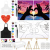 Picture of PAILIM 2 Pack Sip and Paint Kit for Adults Couples Painting Kit Pre Drawn Canvas to Paint Valentines Day at Home Date Night Party Favor Supplies Art Couples Activity Romantic 8x10 Canvas Painting Kit