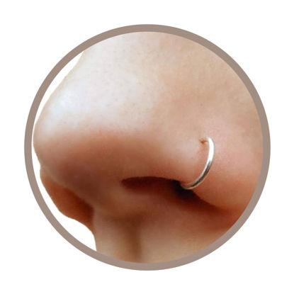 Picture of EnCharmed 925 Sterling Silver Fake Clip on Nose Ring, Handmade 20g Tiny Faux Non Piercing Huggie Hoop