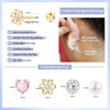 Picture of Hypoallergenic Earrings for Girls Toddler Surgical Steel Screw Flat Back Earrings for Sensitive Ears Women14K Gold Silver Earring Cute Heart Flower Pearl Star Stud Earring Sets (Cute Mixed, Gold)