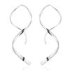 Picture of Desnuage Handmade 925 Sterling Silver Spiral Threader Earrings Hypoallergenic Twisted Curved Drop Dangle Earrings Pull Through Earrings for Women Trendy Fashion-Silver
