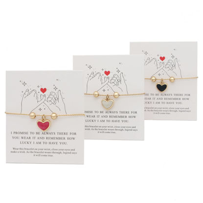 Picture of Smilebelle Galentines Day Gifts Friendship Bracelets for 3 Girls, Sister 14K Gold Heart Bracelet Gifts for Girls, Galentines Party Decorations as Friendship Jewelry Gift for Friend Females, Sisters Gift from Sister