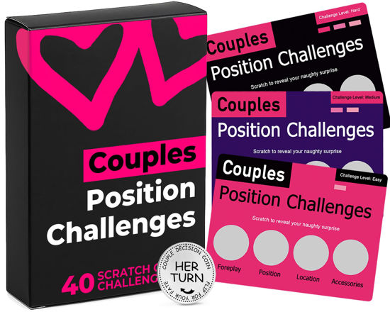 Picture of Couples Games for Adults - Position Challenges Scratch Off Cards, 40 Spicy Dares & Romantic Adventures for Couples to Build Deeper Intimacy, Fun Date Night Game, Valentines Gifts for Him & Her