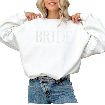 Picture of NICHEBEE Bride Sweatshirt - Engagement Gift - Bride Sweatshirts For Women - Bride Crewneck Sweatshirt - Wedding Gift White