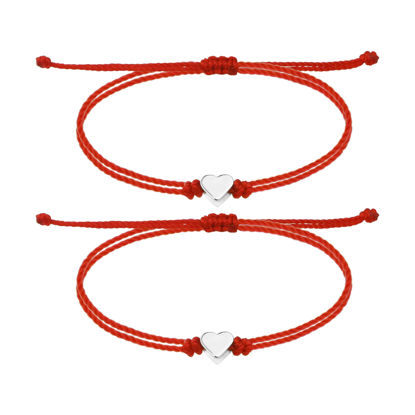 Picture of SmileBelle Valentines Day Gifts for Kids Red Bracelet for Women, Red String Heart Bracelets for Daughter Son Matching Kabbalah Protection Jewelry as Galentines Day Gifts for Couple Friends Girls
