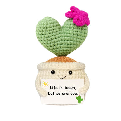 Picture of BRIFUFOUS Get Well Gifts for Women, Handmade Crochet Cactus - Plush Plant Gift with Encouragement Card for Desk Decor, Home or Office Decoration