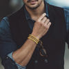 Picture of DAYANEY Gold Bracelets for Men Set, Waterproof Gold Bracelet Stack Adjustable Stainless Steel Gold Jewelry as Valentines Gifts for Boyfriend, Birthday Gift for Dad and Son Pulseras Para Hombres De Oro