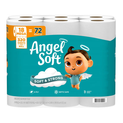 Picture of Angel Soft Toilet Paper, 18 Mega Rolls = 72 Regular Rolls, Soft and Strong Toilet Tissue