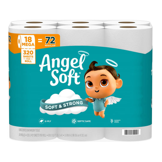 Picture of Angel Soft Toilet Paper, 18 Mega Rolls = 72 Regular Rolls, Soft and Strong Toilet Tissue
