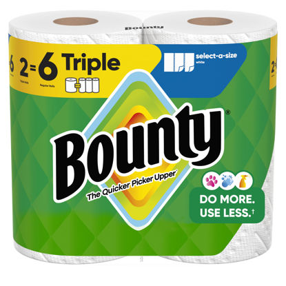 Picture of Bounty Select-A-Size Paper Towels, White, 2 Triple Rolls = 6 Regular Rolls