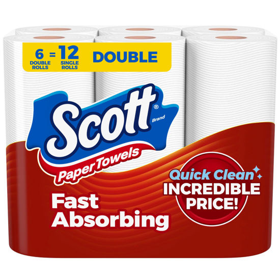 Picture of Scott Paper Towels, Choose-A-Sheet, 6 Double Rolls = 12 Regular Rolls (108 Sheets Per Roll)