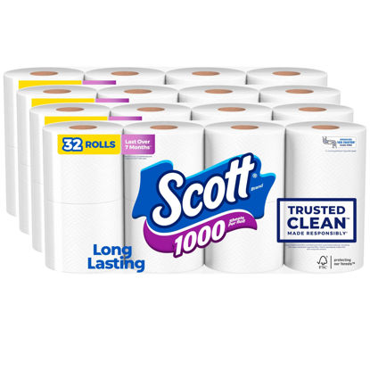 Picture of Scott 1000 Trusted Clean Toilet Paper, 32 Rolls, Septic-Safe, 1-Ply Toilet Tissue