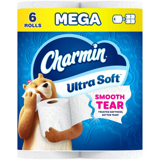 Picture of Charmin Ultra Soft Toilet Paper, 6 Mega Rolls = 24 Regular Rolls