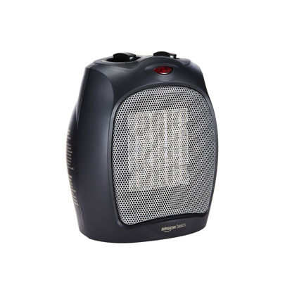 Picture of Amazon Basics Ceramic Space Heater, Portable Indoor Heating Solution, With Overheat and Tip-Over Protection, Thermostat, Non-Oscillating, 1500W, 7.52"D x 6.34"W x 9.45"H, Black