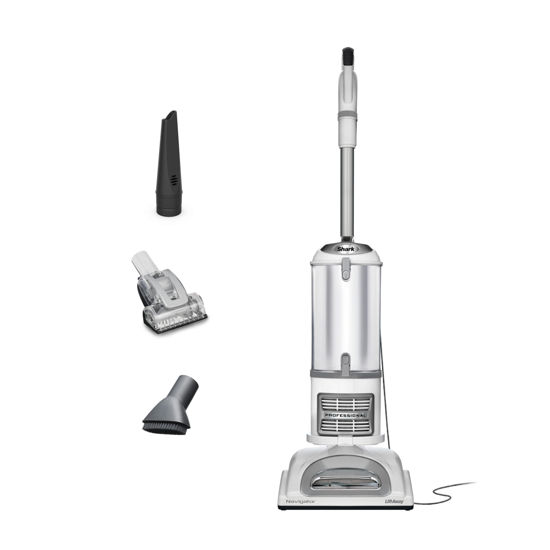 Picture of Shark | Upright Vacuum Cleaner | Navigator Lift-Away | Swivel Steering | HEPA Filter | Vacuum for Pet Hair | Crevice Tool & Dusting Brush Included | For Carpets & Hard Floors | White/Silver | NV356E