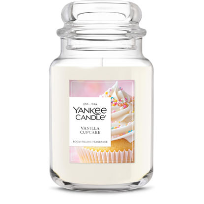 Picture of Yankee Candle Vanilla Cupcake, Scented Candle, 22oz Large Jar with up to 150 Hour Burn Time, Giftable, Birthdays