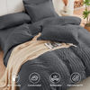 Picture of HYMOKEGE Queen Comforter Set Seersucker 7 Pieces, All Season Luxury Bed in a Bag for Bedroom, Bedding Set with Comforters, Sheets, Pillowcases & Shams, Dark Grey