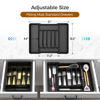 Picture of ukeetap Extra Large Expandable Silverware Organizer, BPA-Free Food-Safe Cutlery Flatware Organizer, Kitchen Utensil Drawer Organizer, Adjustable Silverware Holder for Spoons Forks Knives, Black