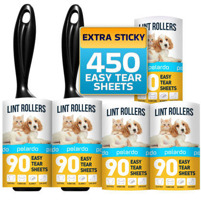Picture of Lint Rollers for Pet Hair, Sticky, Remover for Couch, Clothes Furniture and Carpet. Dog Hair Remover Cat Hair, Animal Fur, Fuzz. 5 Large Lint Rollers