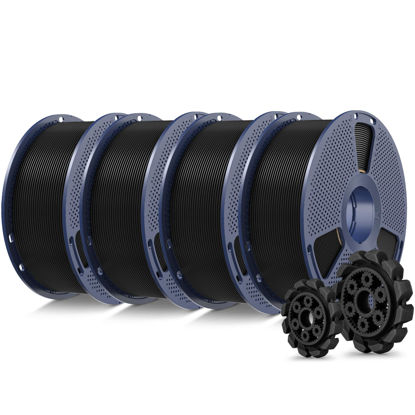 Picture of SUNLU PLA+2.0 3D Printer Filament Bundle, 4KG Upgrade PLA+ Filament 1.75mm, Tougher and Stronger, Dimensional Accuracy +/-0.02mm, 1KG per Spool, 4 Packs, 4KG Total, Black
